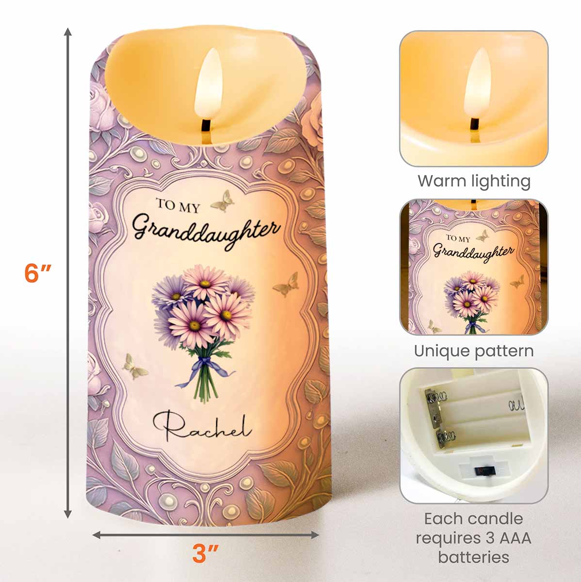 To My Granddaughter, Love Grandma, Flowers And Crown