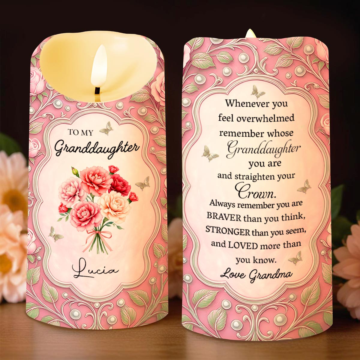 To My Granddaughter, Love Grandma, Flowers And Crown