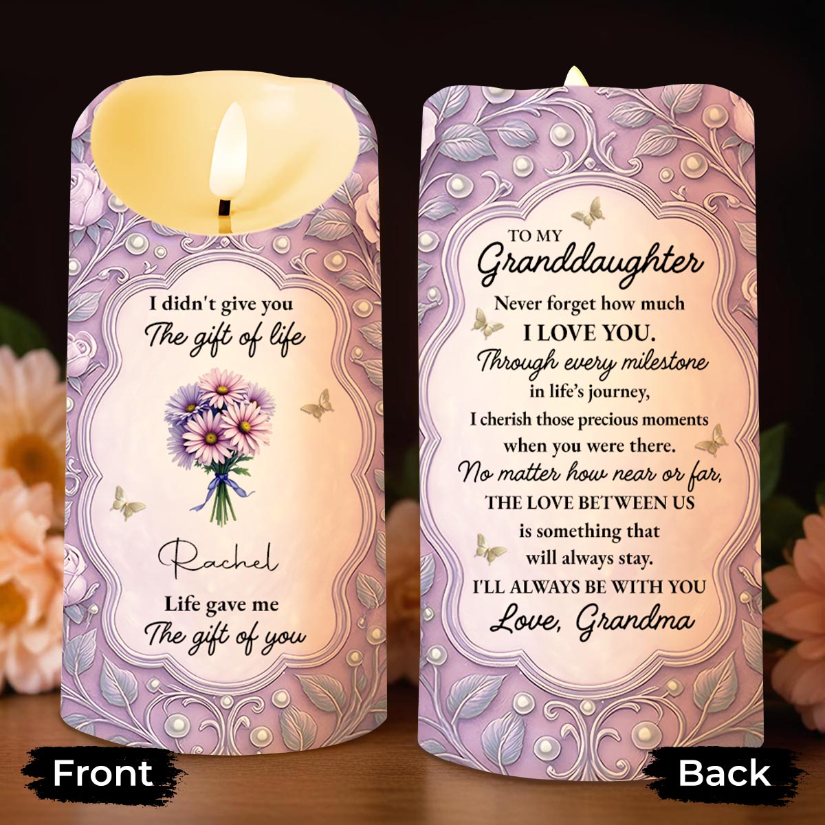 To My Granddaughter Love Between Us Message With Flowers