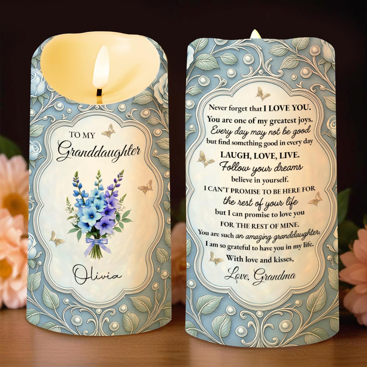 To My Granddaughter, Remember I Love You, Flowers and Butterflies