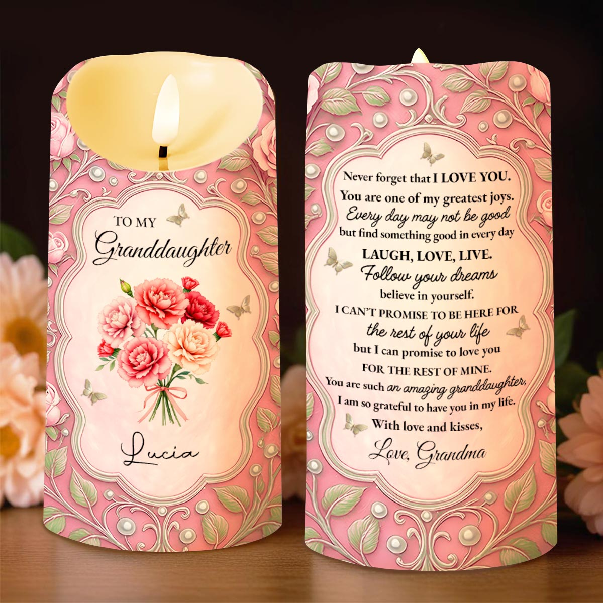 To My Granddaughter, Remember I Love You, Flowers and Butterflies