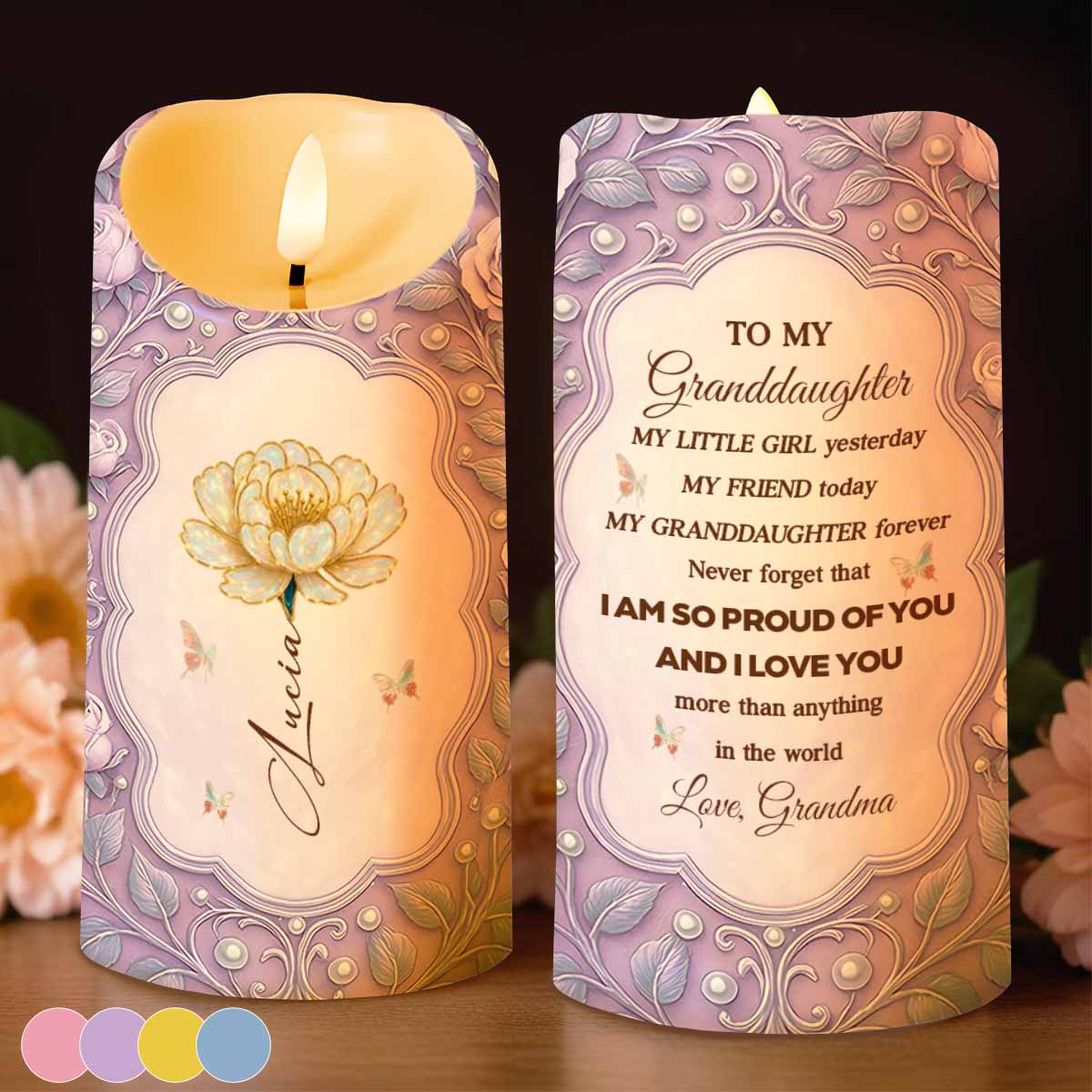 To My Granddaughter, Flowers And Butterflies Design