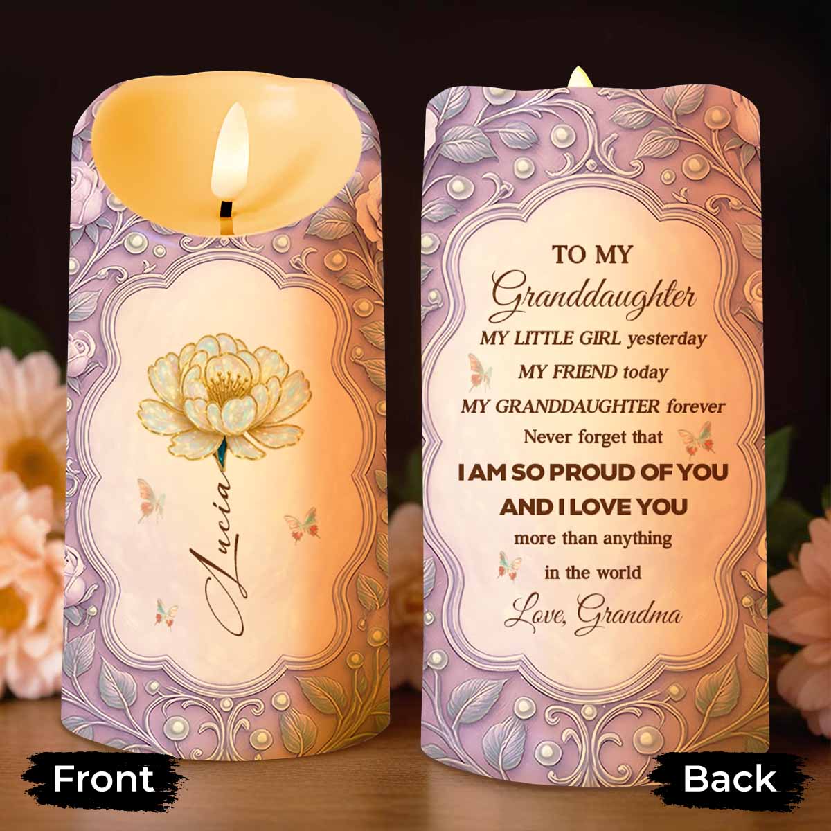 To My Granddaughter, Flowers And Butterflies Design