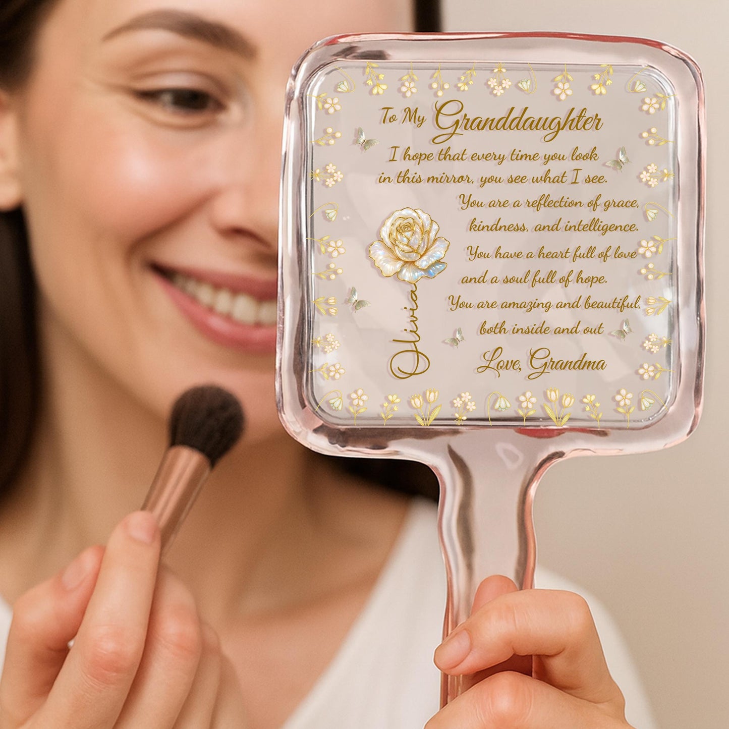 Reflection of Grace and Intelligence, Florals and Swirls Design