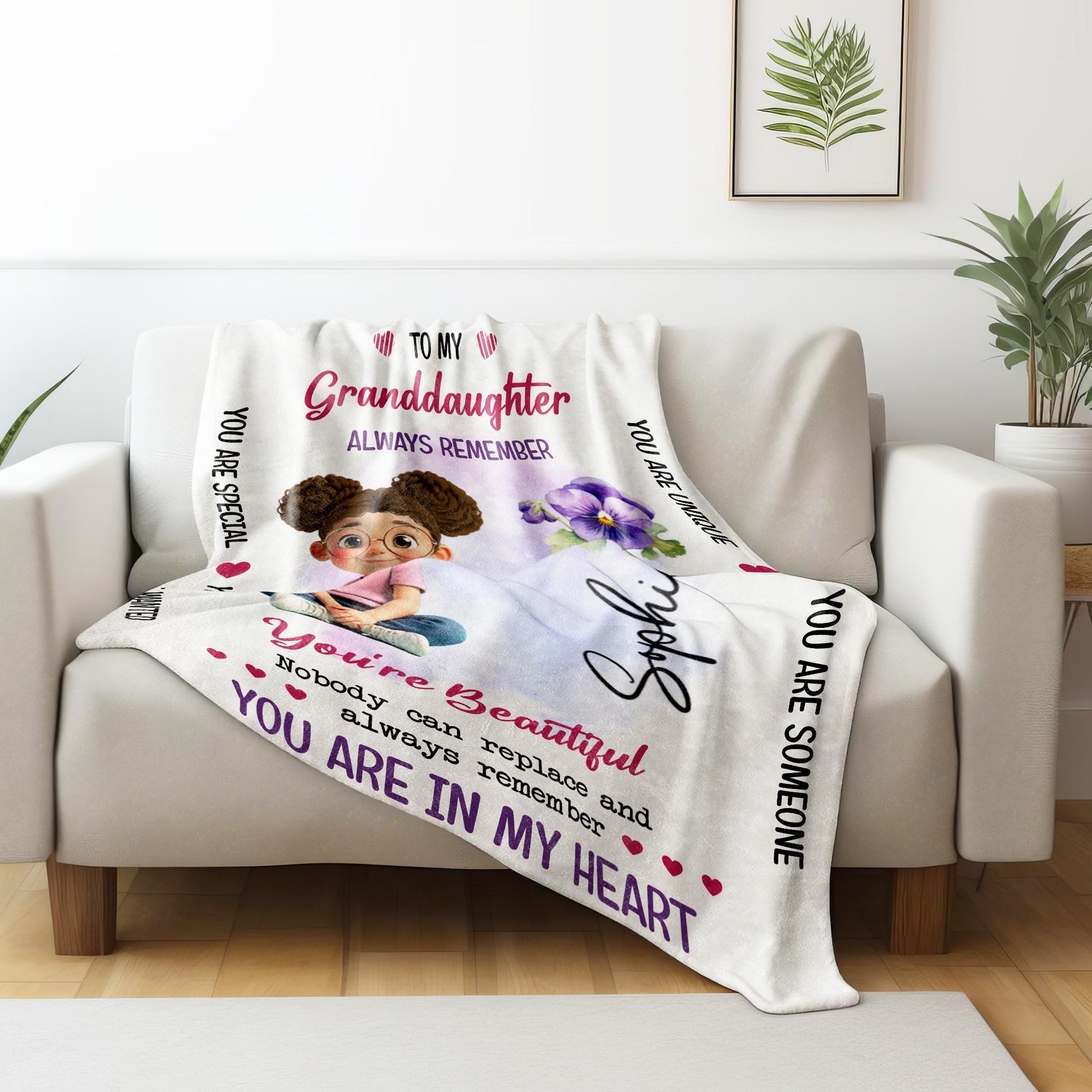 To My Granddaughter, You Are Special, Girl And Flowers