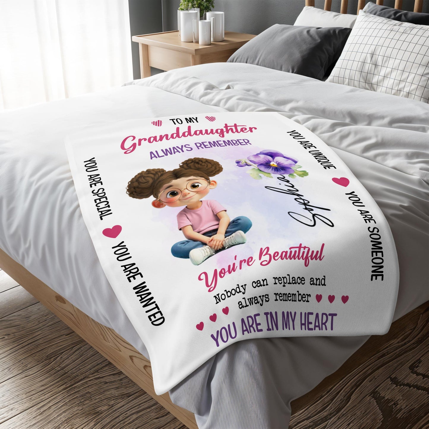 To My Granddaughter, You Are Special, Girl And Flowers