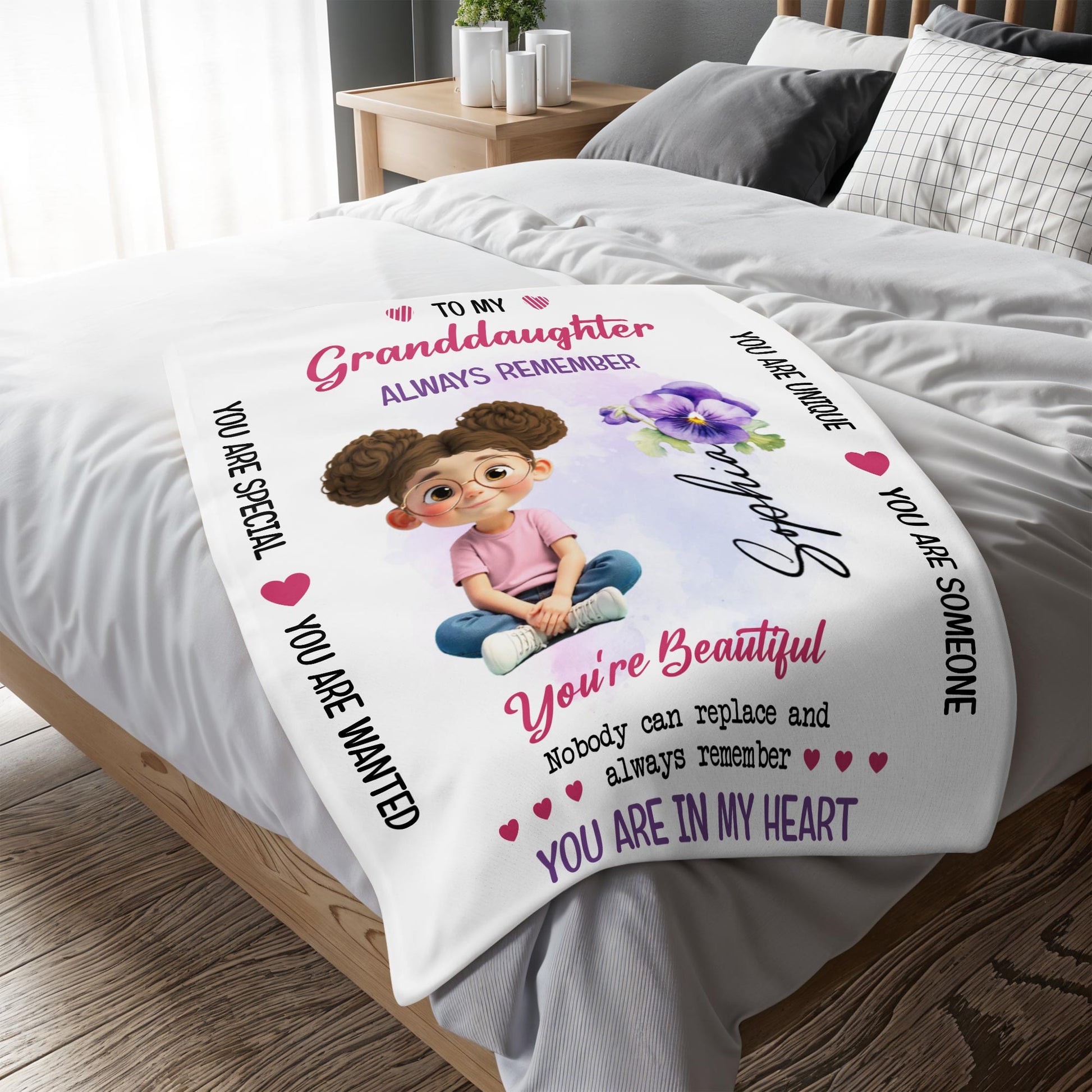 To My Granddaughter, You Are Special, Girl And Flowers