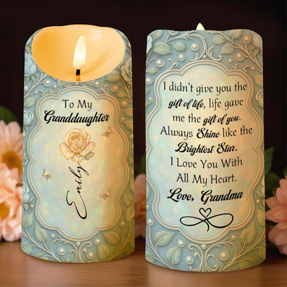 To My Granddaughter, Shine Like The Brightest Star - Personalized Custom LED Candle - GDT529_LECA