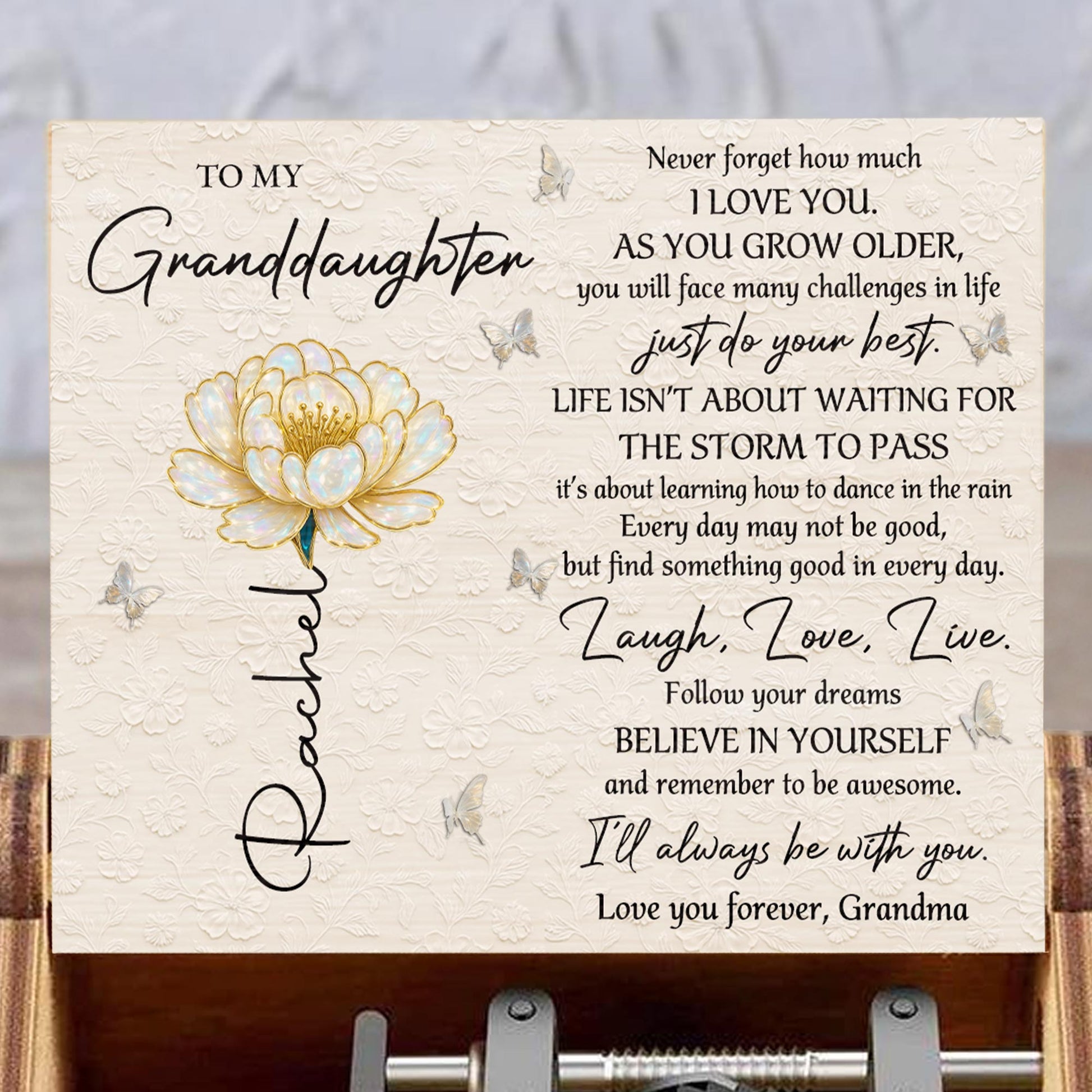 To My Granddaughter, Love You Forever With Flower And Butterflies