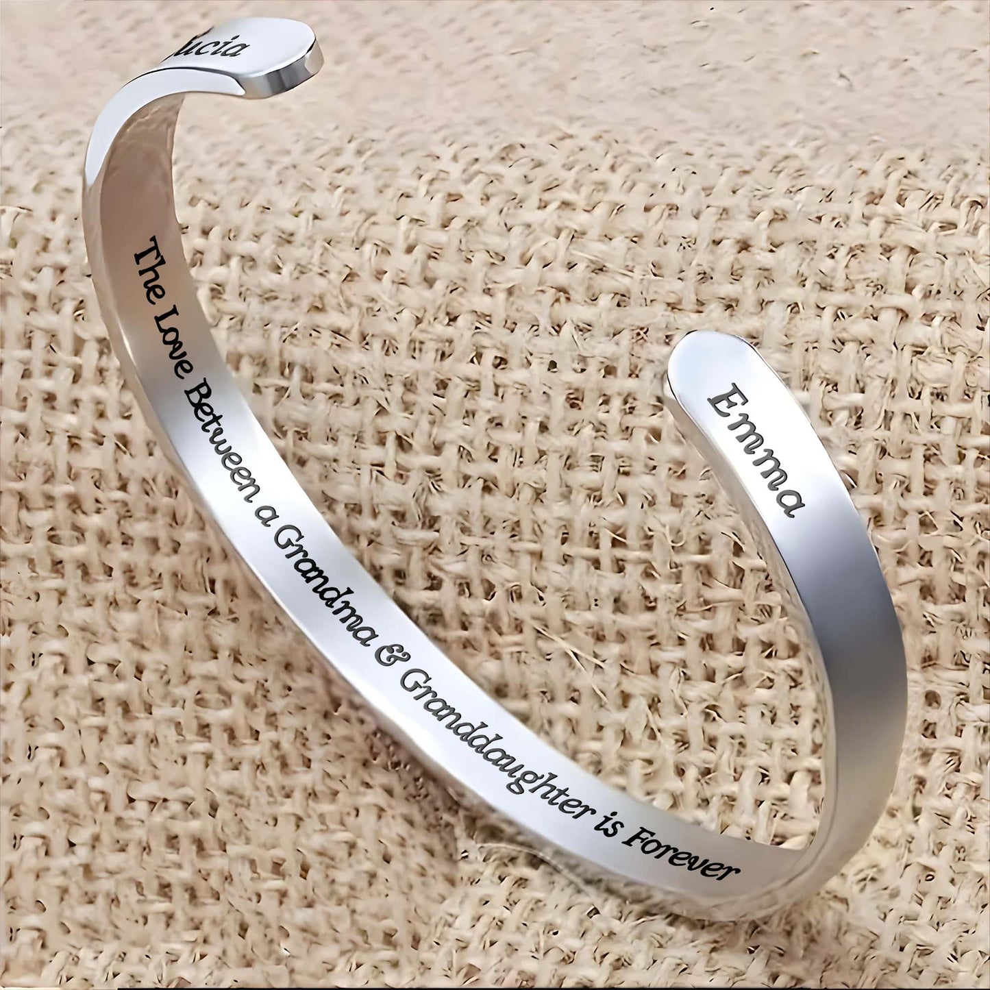The Love Between a Grandma And Granddaughter is Forever - Personalized Custom Bracelet Cuff - GDT533_BCUF