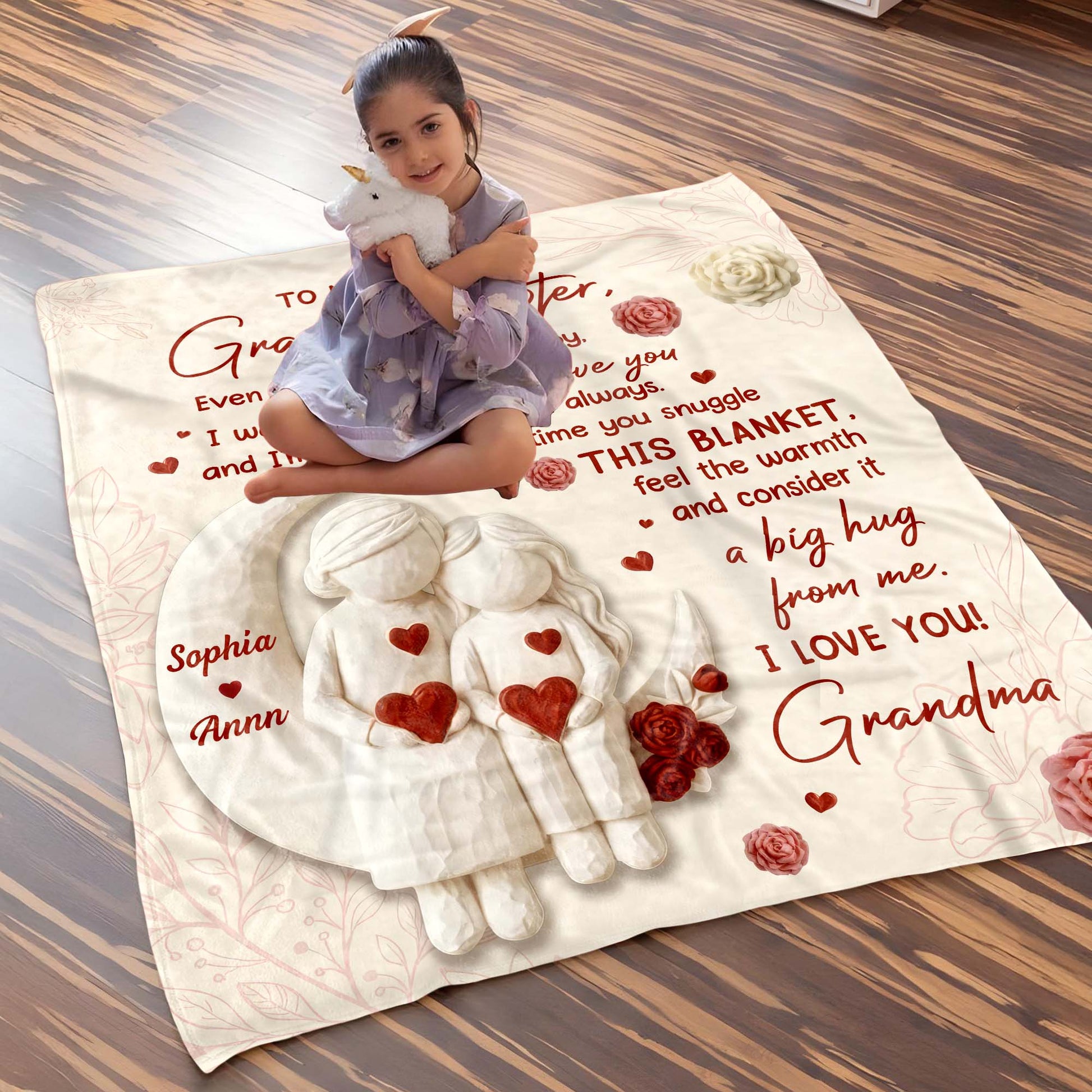 To My Granddaughter Love and Warmth Hearts and Flowers