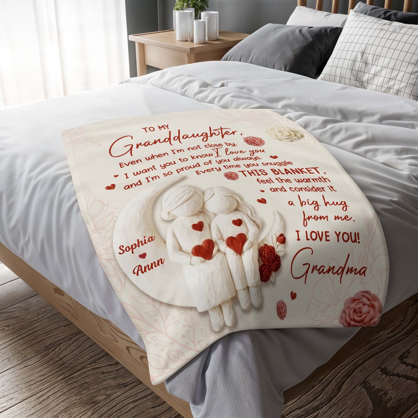 To My Granddaughter Love and Warmth Hearts and Flowers