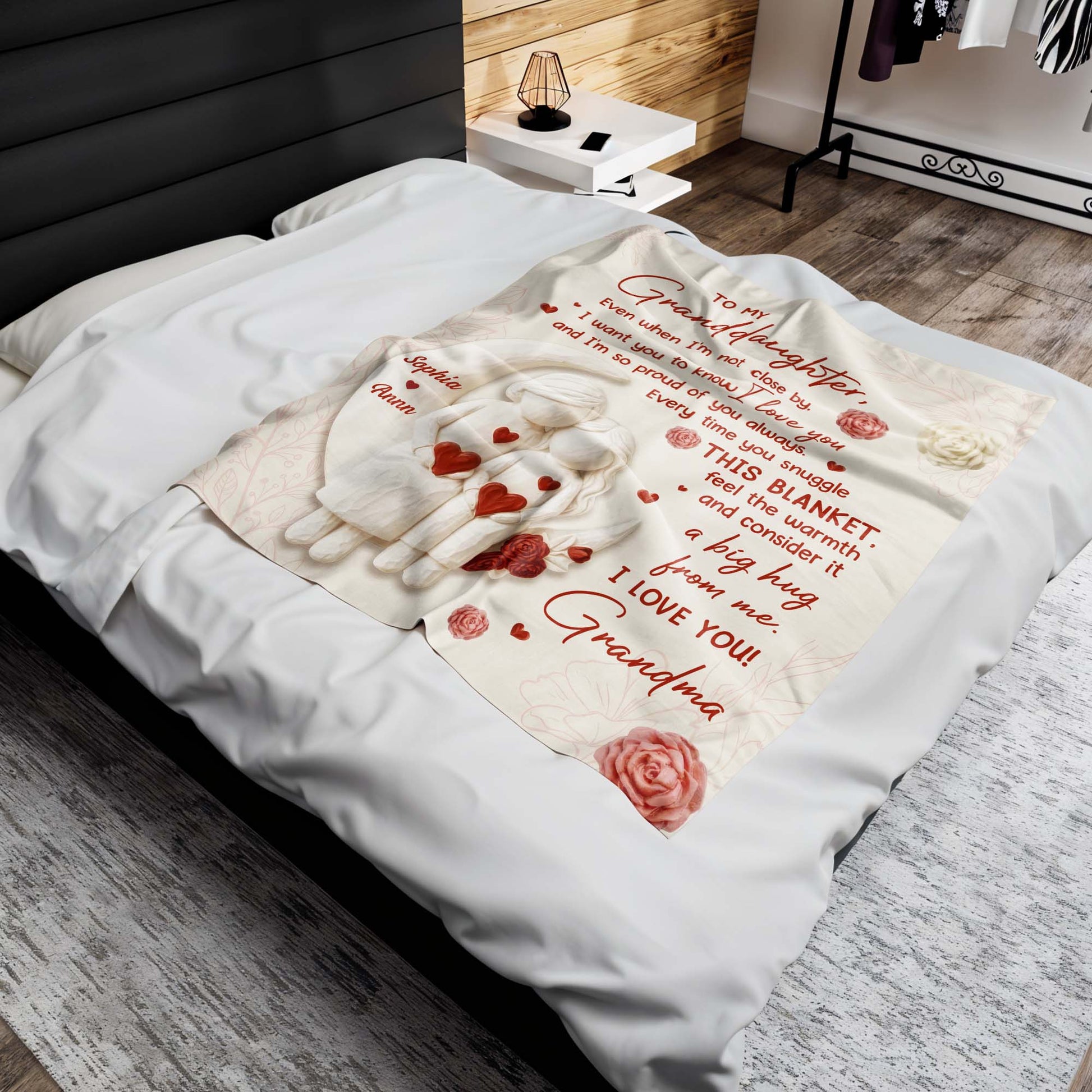 To My Granddaughter Love and Warmth Hearts and Flowers