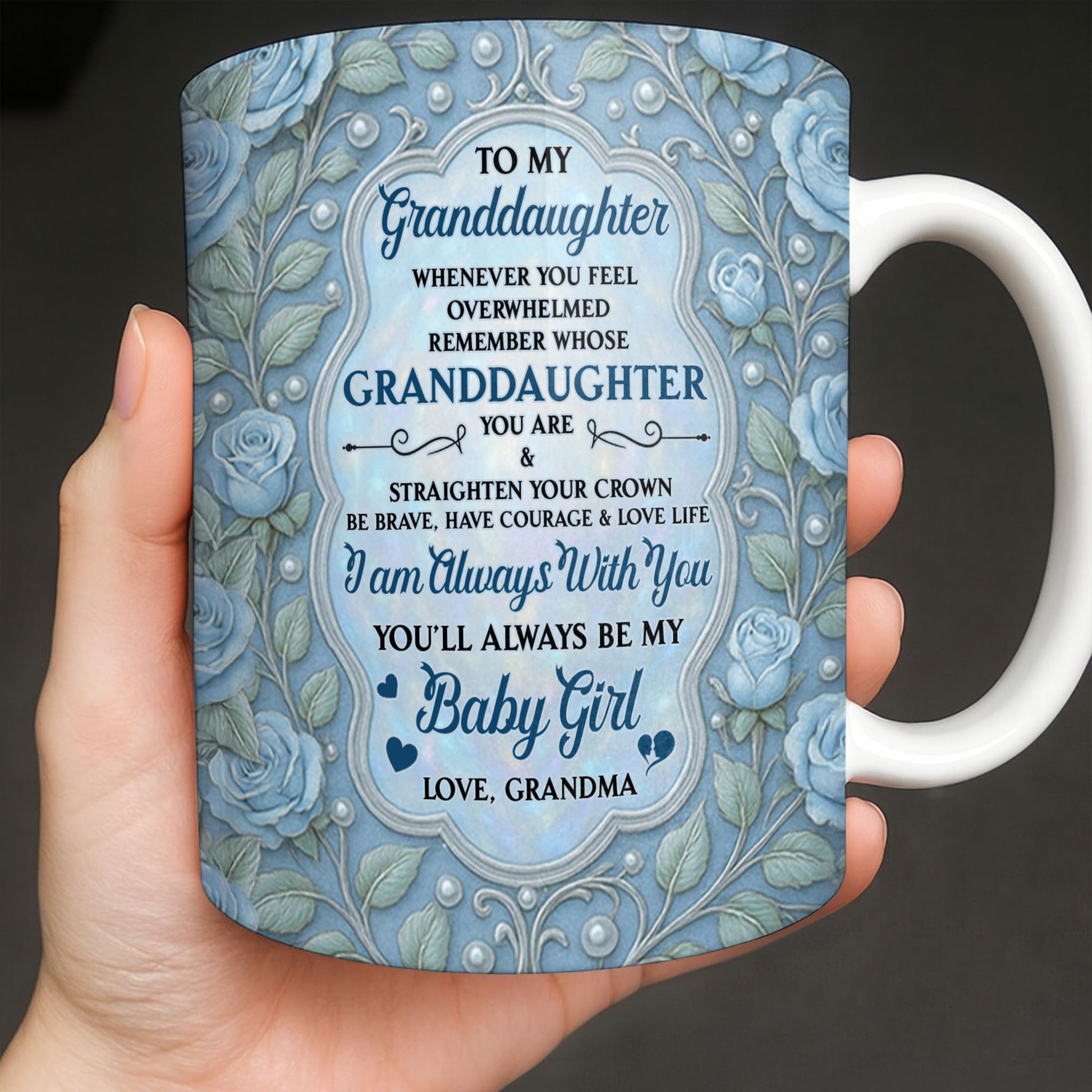 To My Granddaughter, Roses and Crowns Design