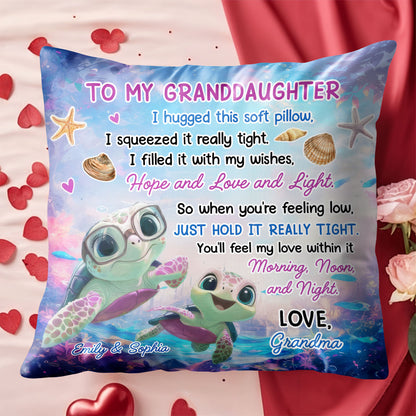 To My Granddaughter, Hugged This Soft Pillow, Turtles And Sea Shells