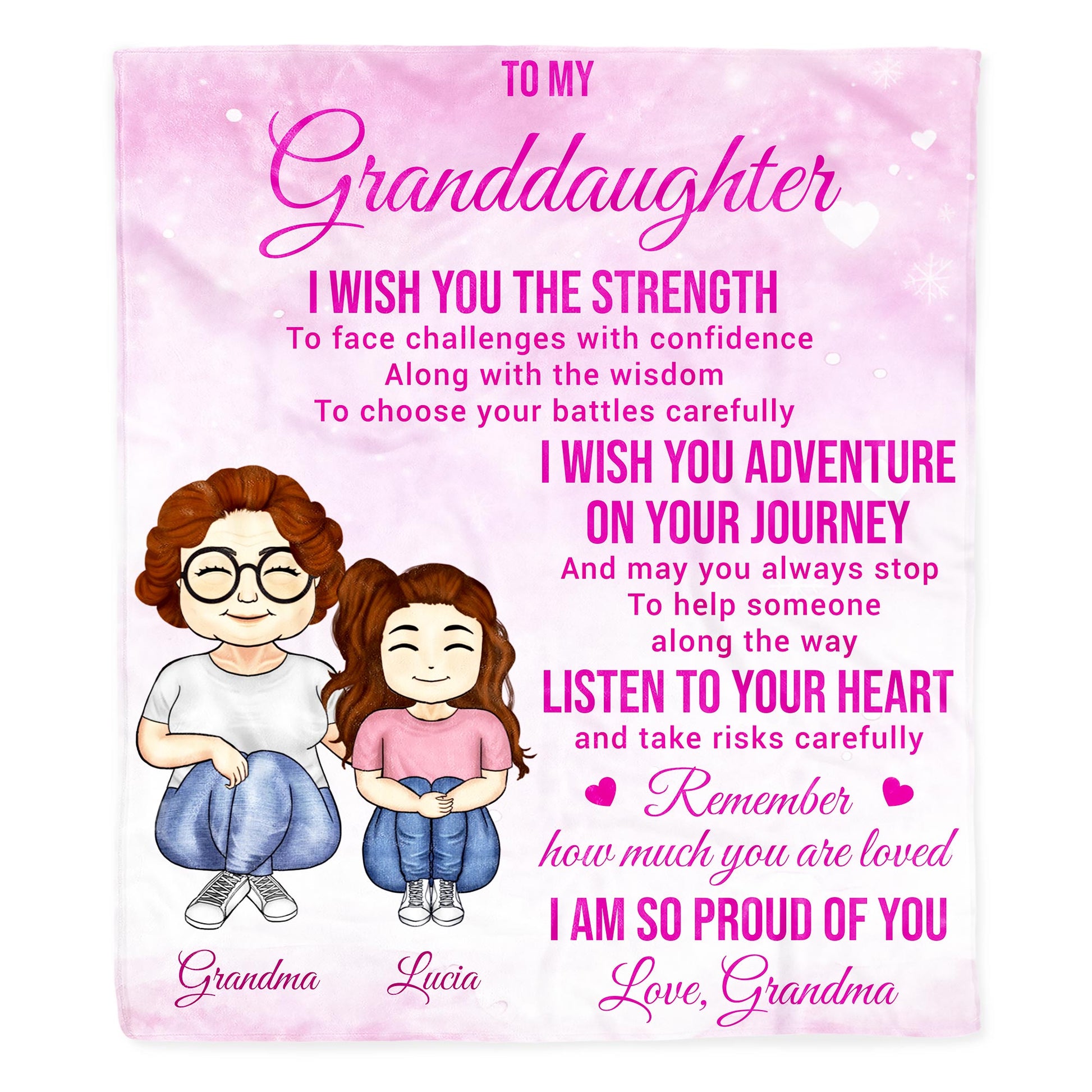 To My Granddaughter, Grandmother And Granddaughter With Hearts