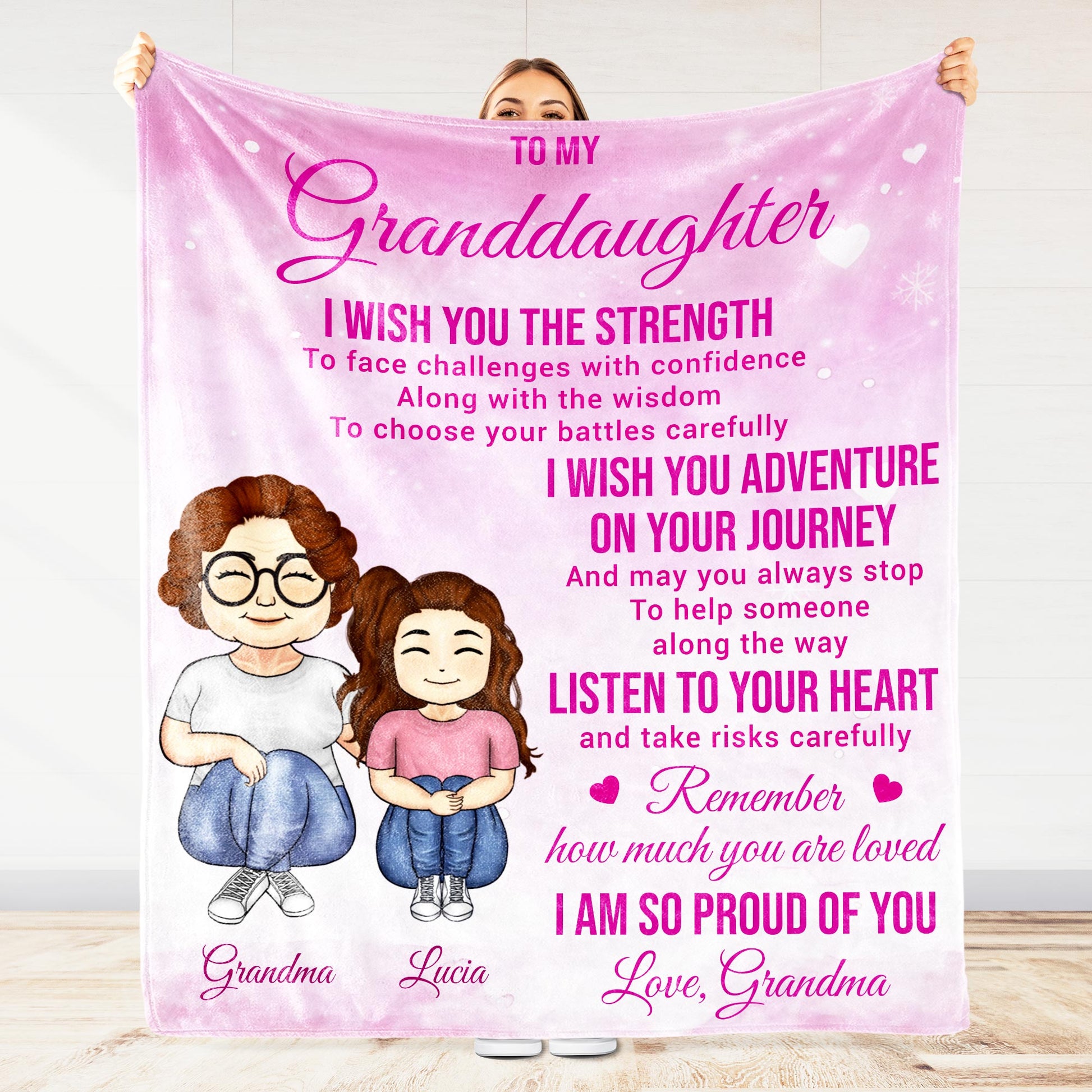 To My Granddaughter, Grandmother And Granddaughter With Hearts