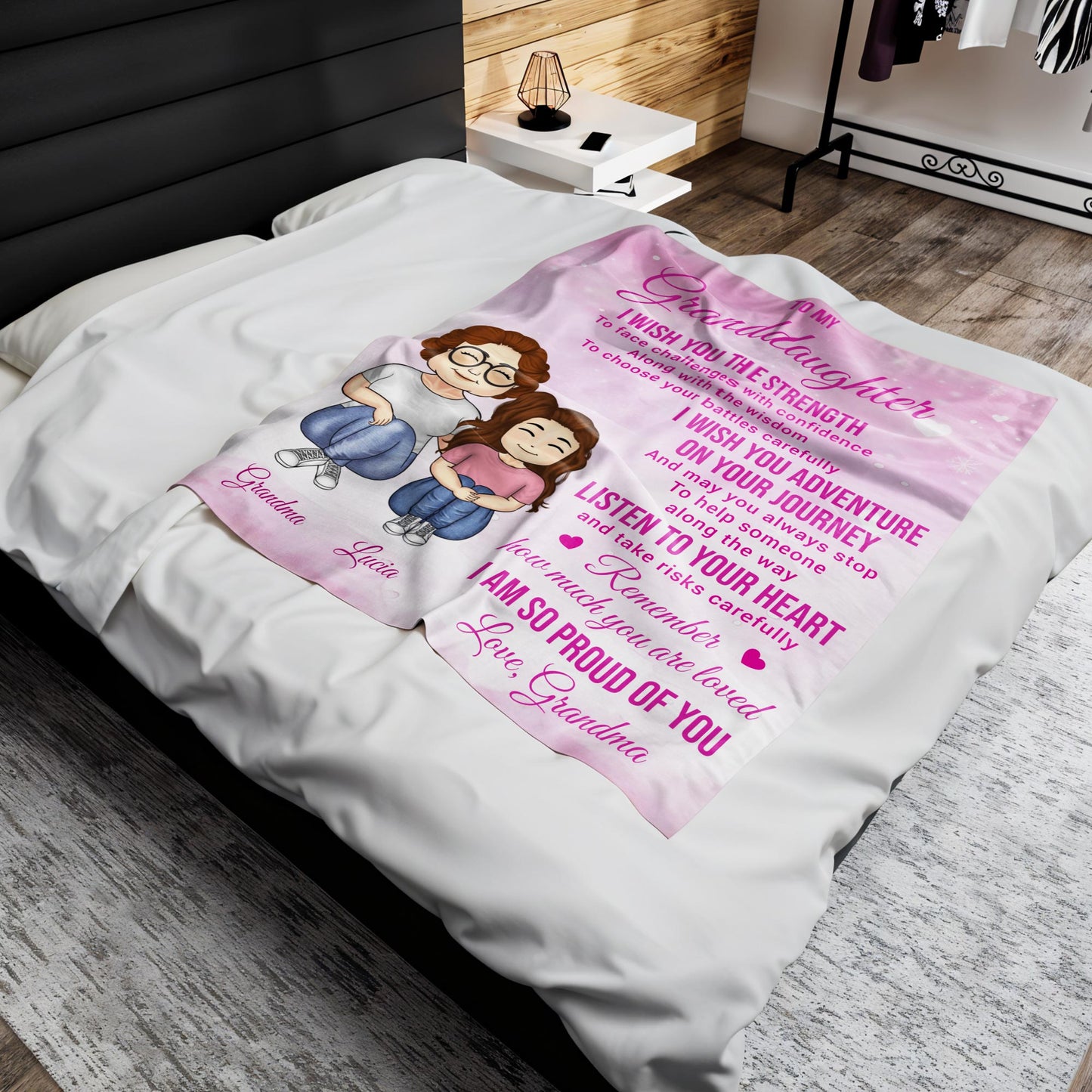 To My Granddaughter, Grandmother And Granddaughter With Hearts