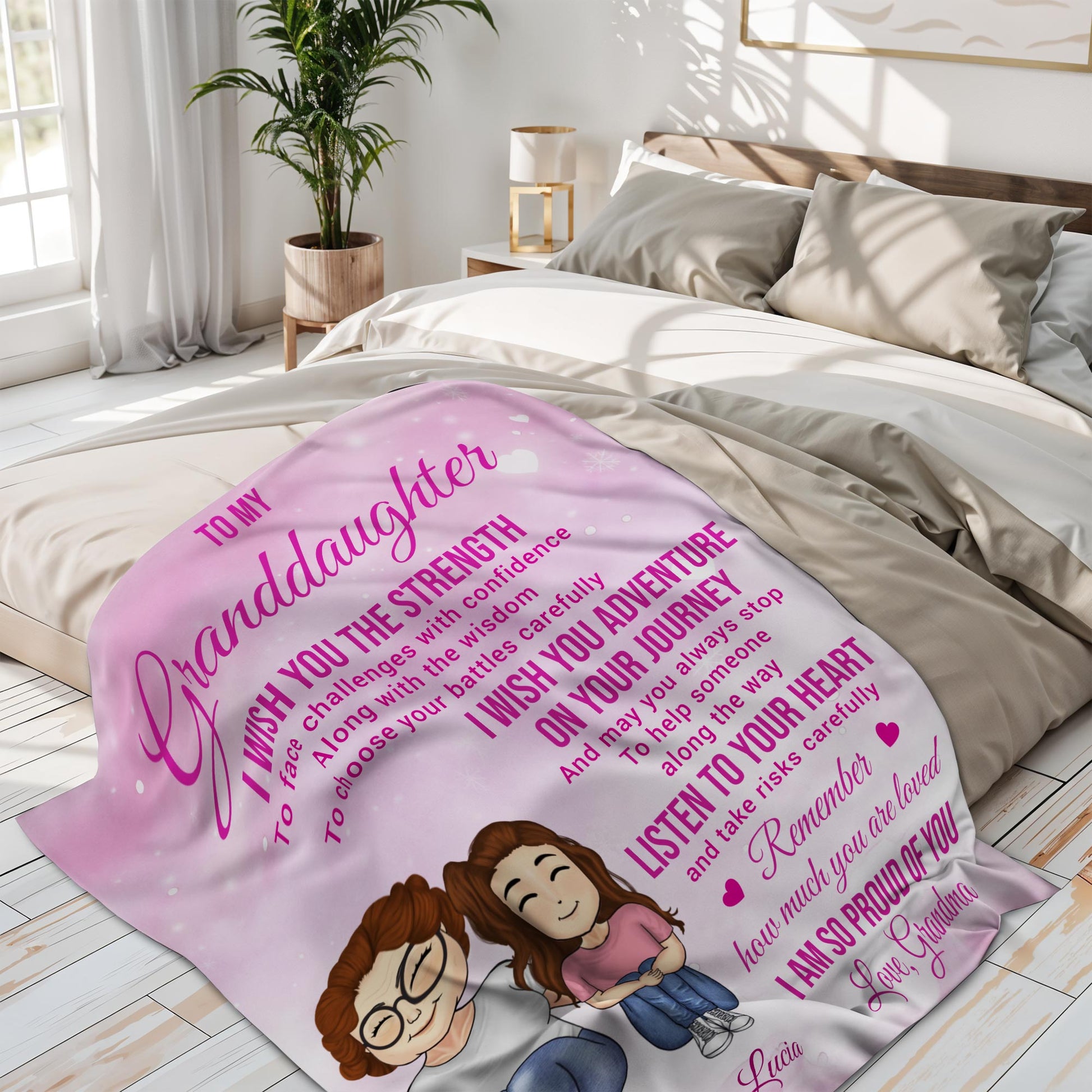 To My Granddaughter, Grandmother And Granddaughter With Hearts