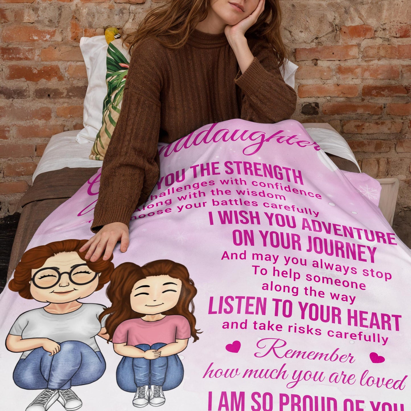 To My Granddaughter, Grandmother And Granddaughter With Hearts