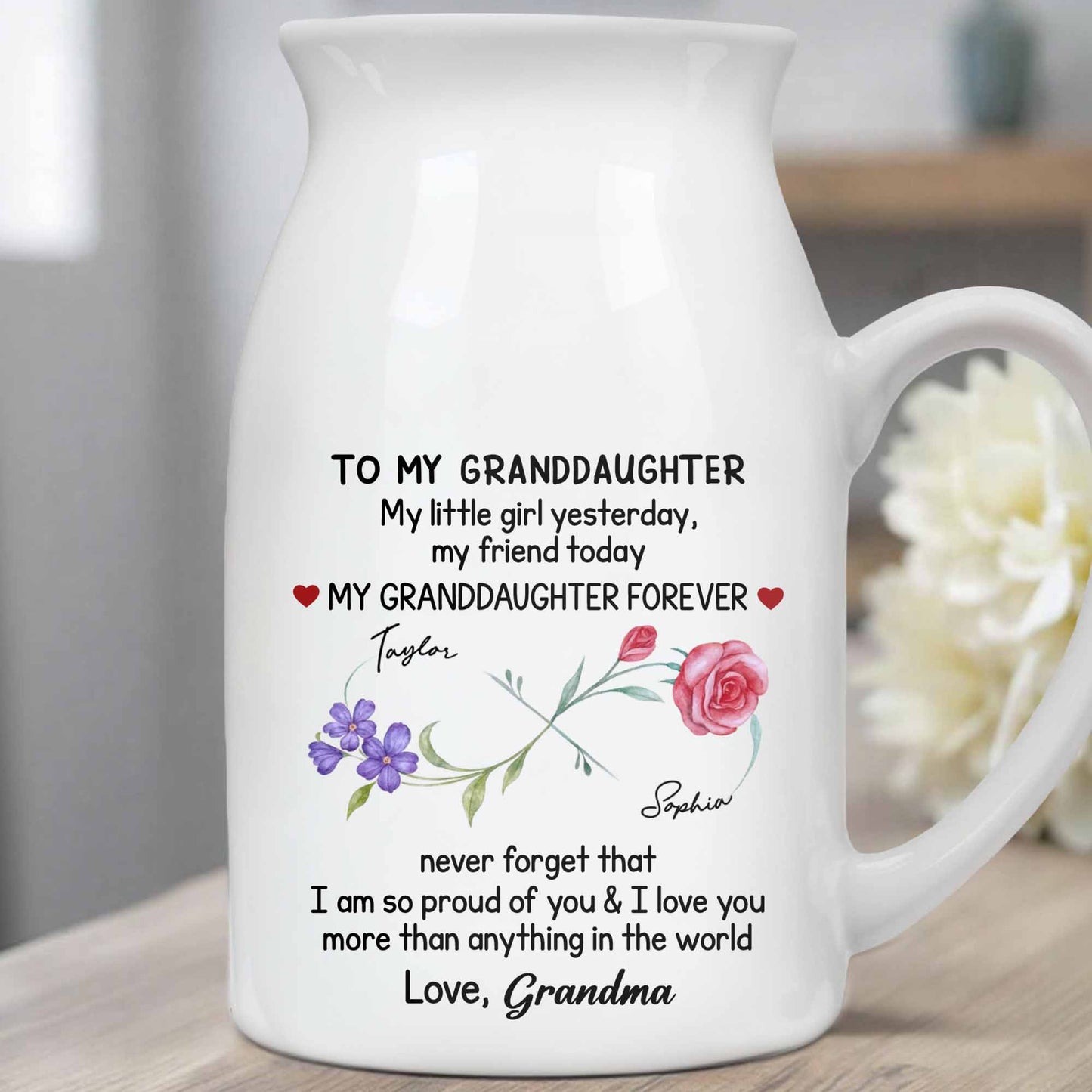 To My Granddaughter, My Little Girl Yesterday, Flowers And Heart Design