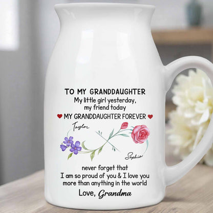 To My Granddaughter, My Little Girl Yesterday, Flowers And Heart Design