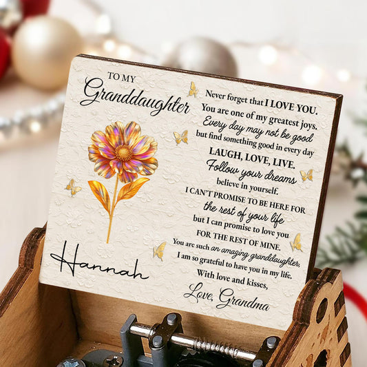 To My Granddaughter, Flowers And Butterflies Music Box