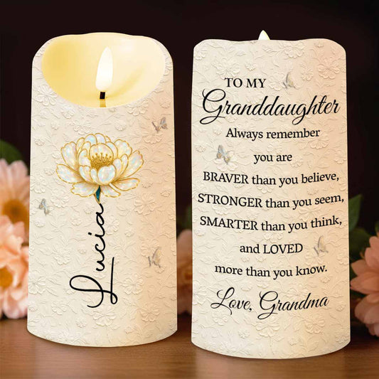 To My Dear Daughter-In-Law, Flower And Butterflies Design - Personalized Custom LED Candle - GDT553_LECA