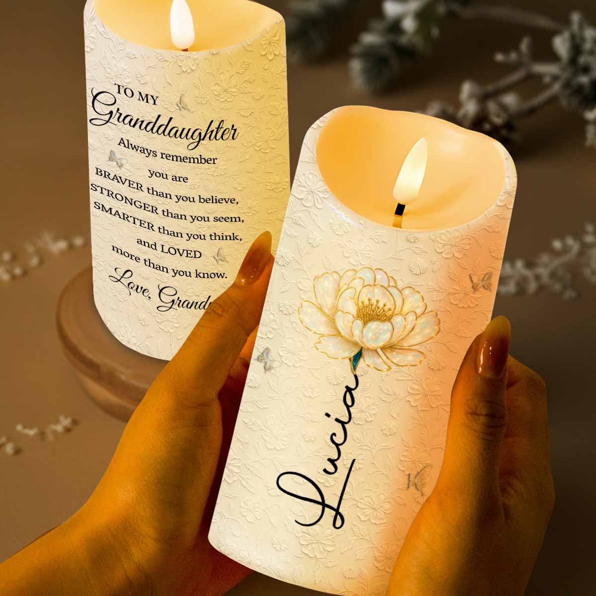 Always Remember You Are Braver Than You Believe - Personalized Custom LED Candle - GDT553_LECA
