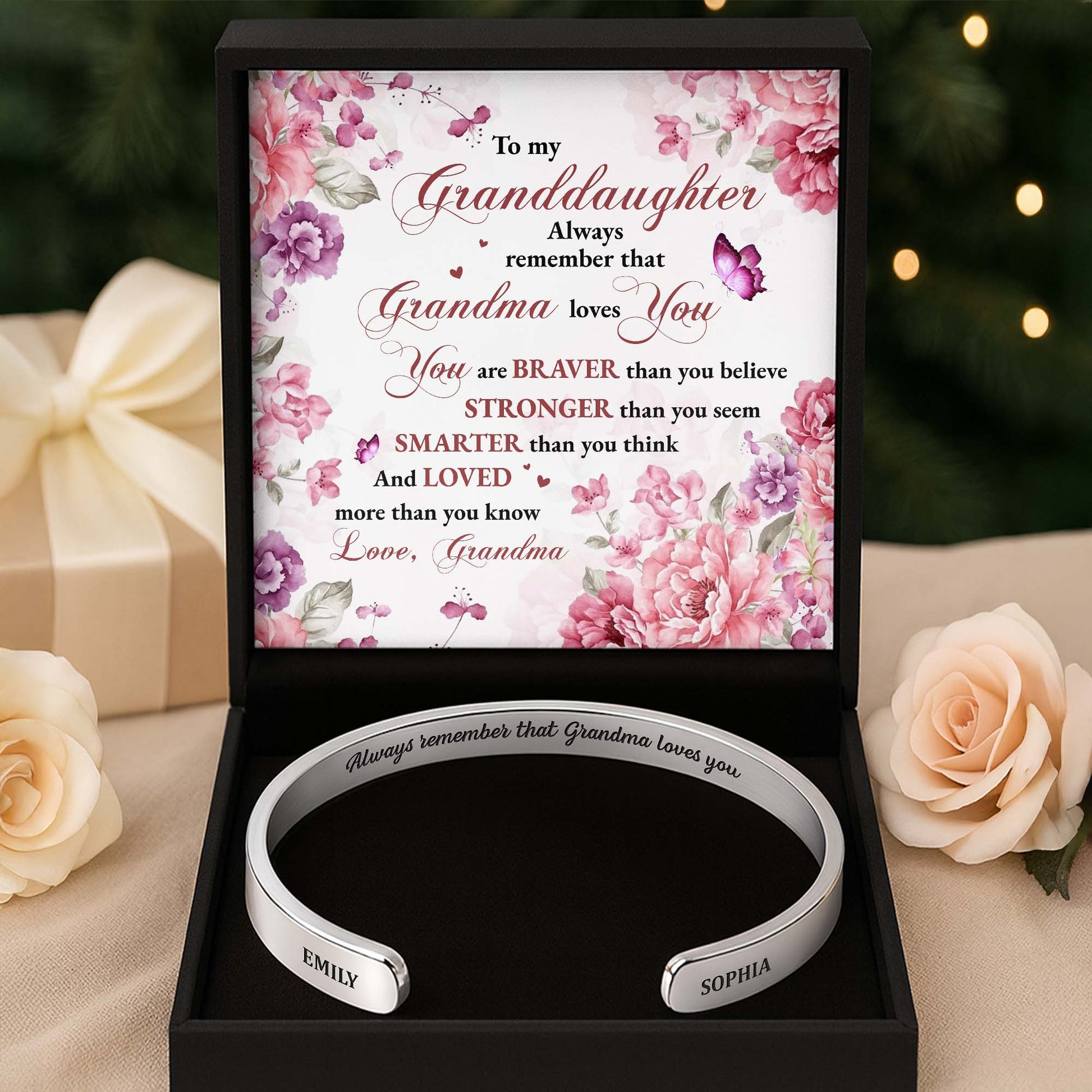 Always Remember That Grandma Loves You, Flowers And Butterflies