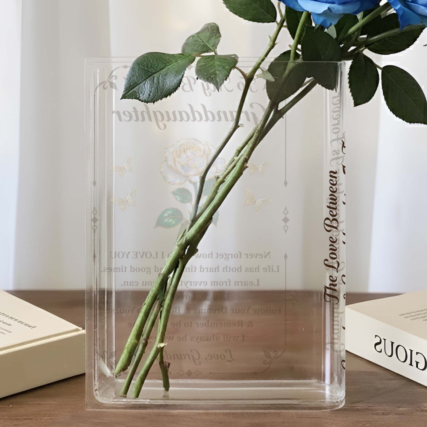 To My Beautiful Granddaughter, Rose And Butterflies Vase
