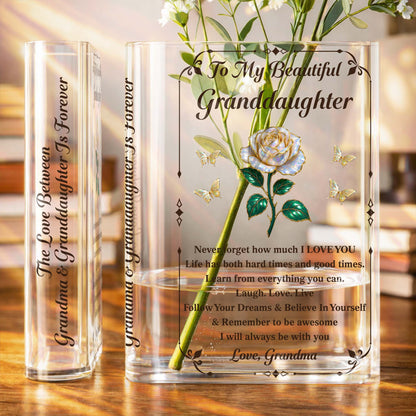 To My Beautiful Granddaughter, Rose And Butterflies Vase