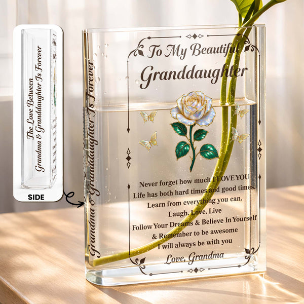 To My Beautiful Granddaughter, Rose And Butterflies Vase