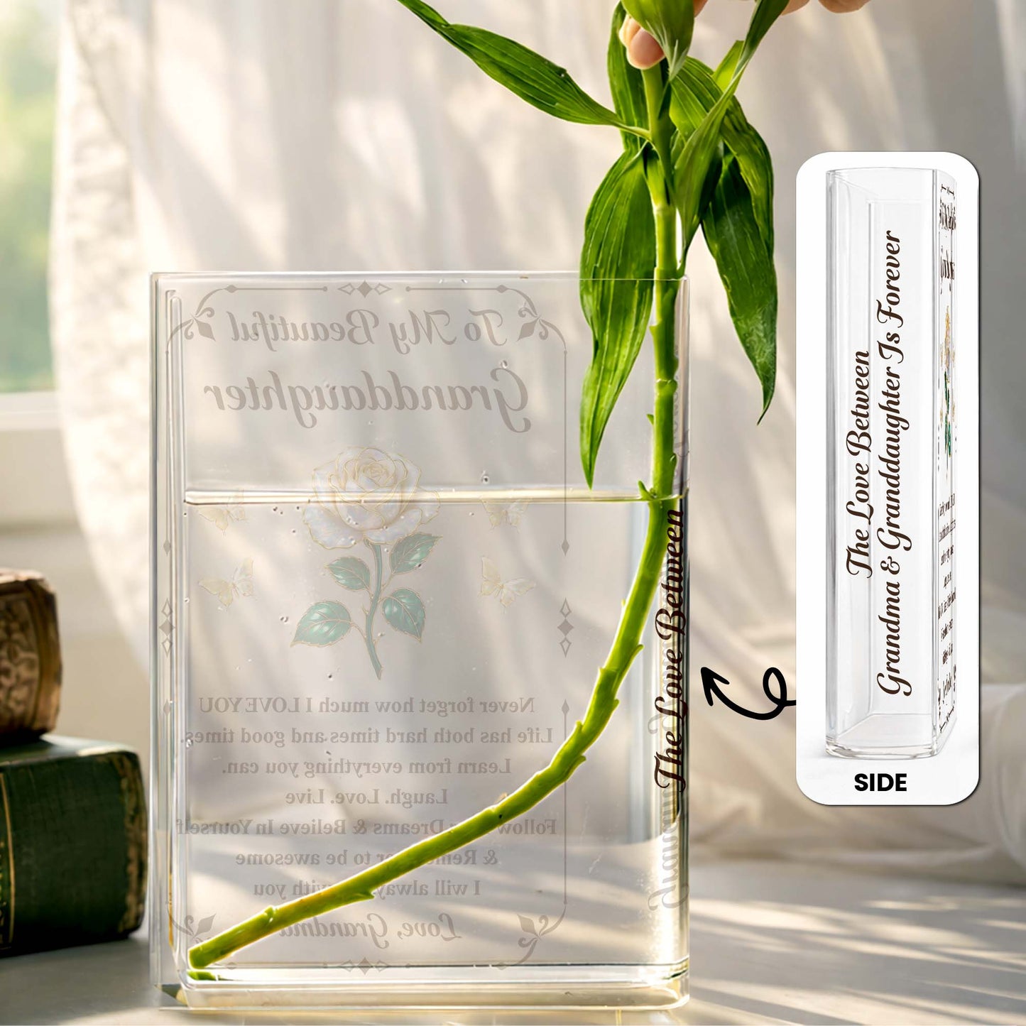 To My Beautiful Granddaughter, Rose And Butterflies Vase