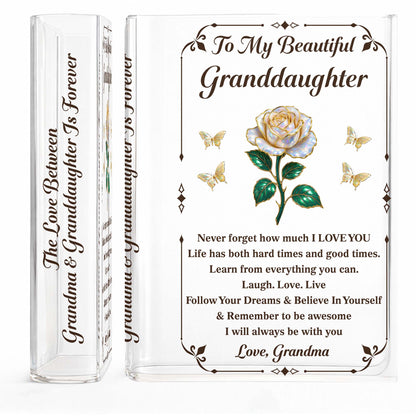 To My Beautiful Granddaughter, Rose And Butterflies Vase
