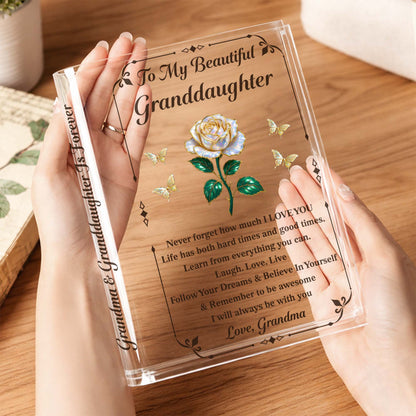 To My Beautiful Granddaughter, Rose And Butterflies Vase