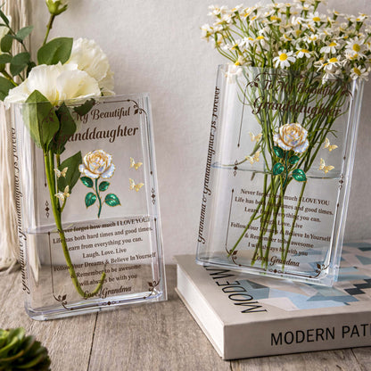 To My Beautiful Granddaughter, Rose And Butterflies Vase