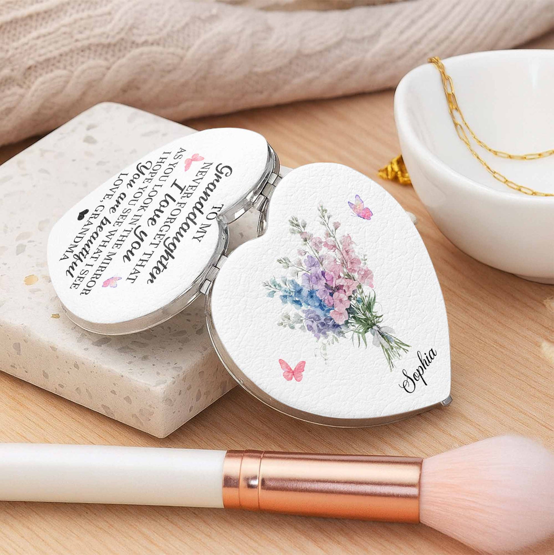 To My Granddaughter, Love Message With Flowers And Butterflies