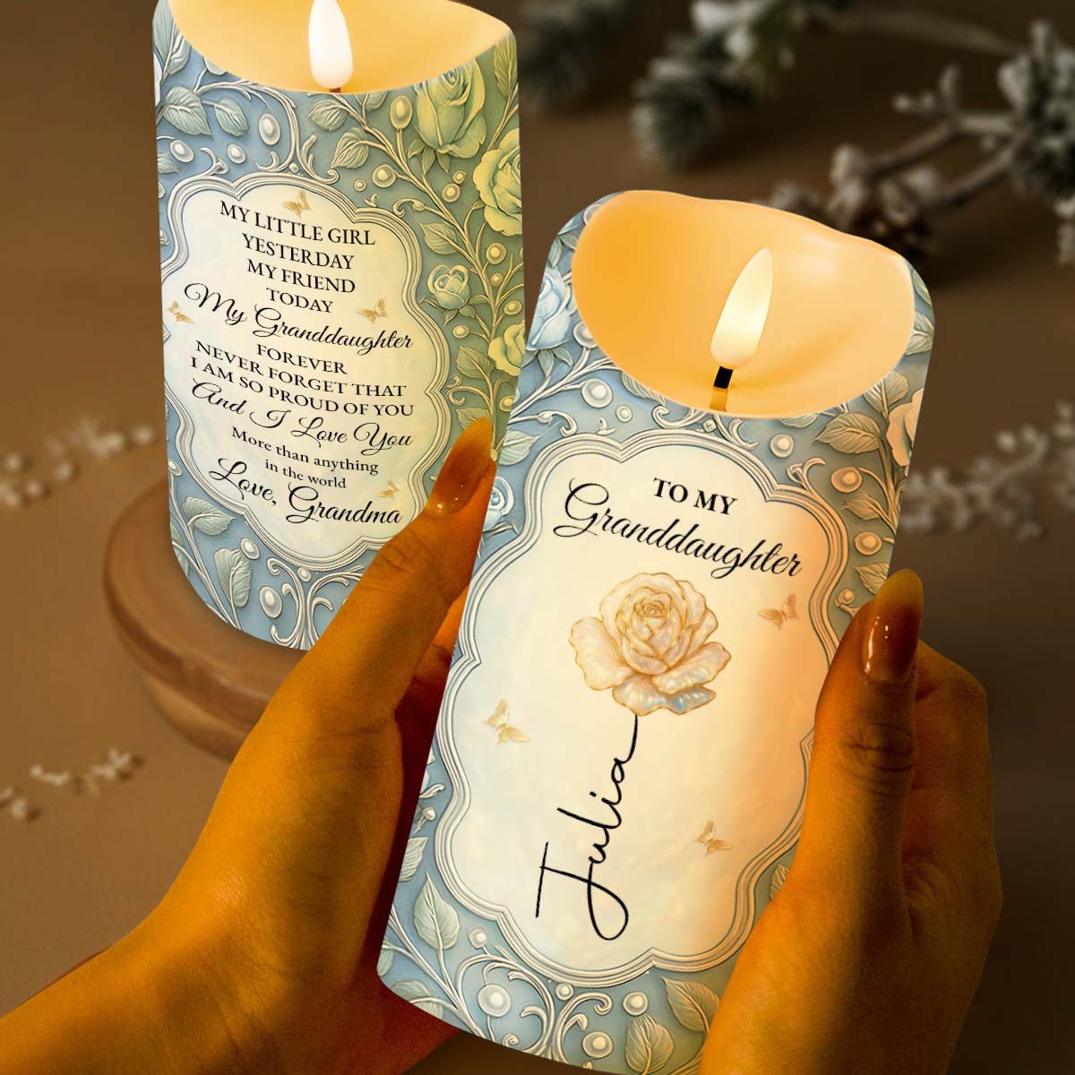 To My Granddaughter, Rose And Butterfly Design