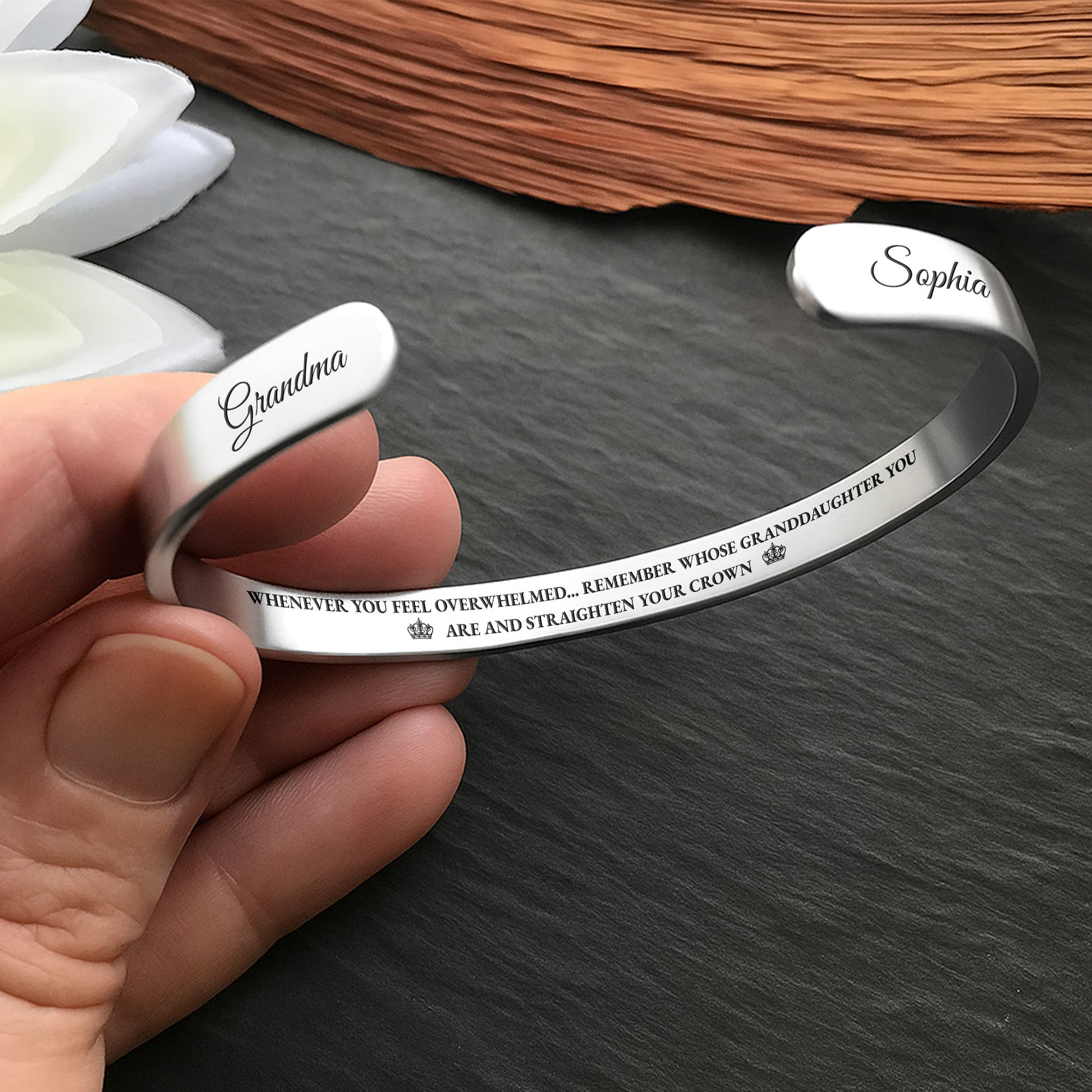 Straighten Your Crown, Inspirational Custom Bracelet For Granddaughter