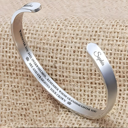 Straighten Your Crown, Inspirational Custom Bracelet For Granddaughter
