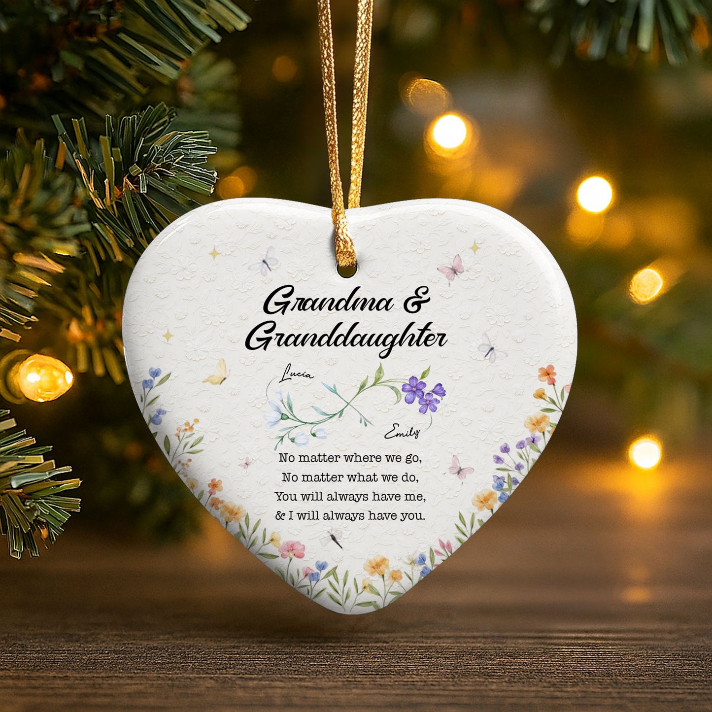 No Matter Where We Go, Flowers Heart Ornament