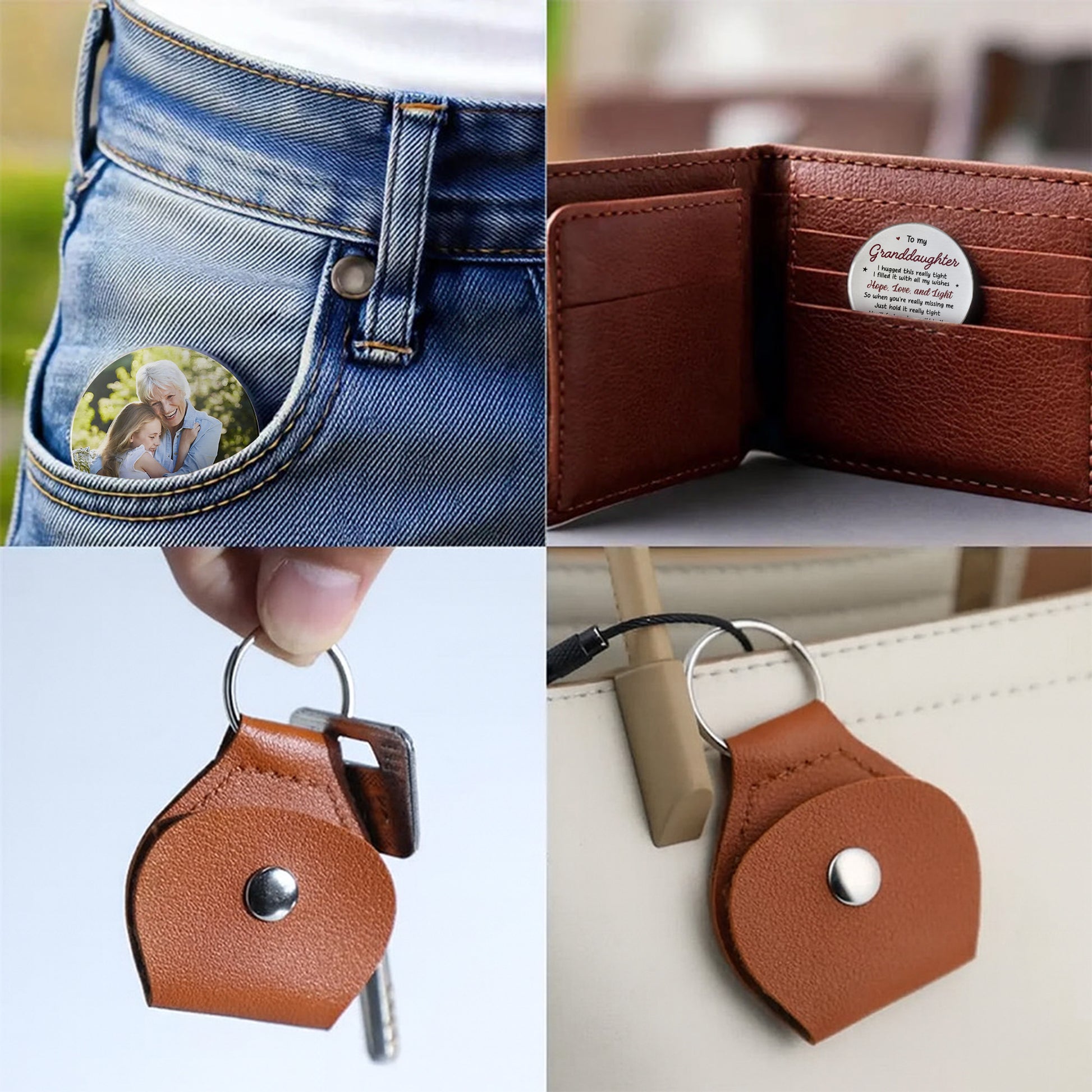 To My Granddaughter, Hope Love And Light Keychain