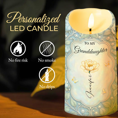 To My Daughter, Flowers and Butterflies - Personalized Custom LED Candle - GDT564_LECA