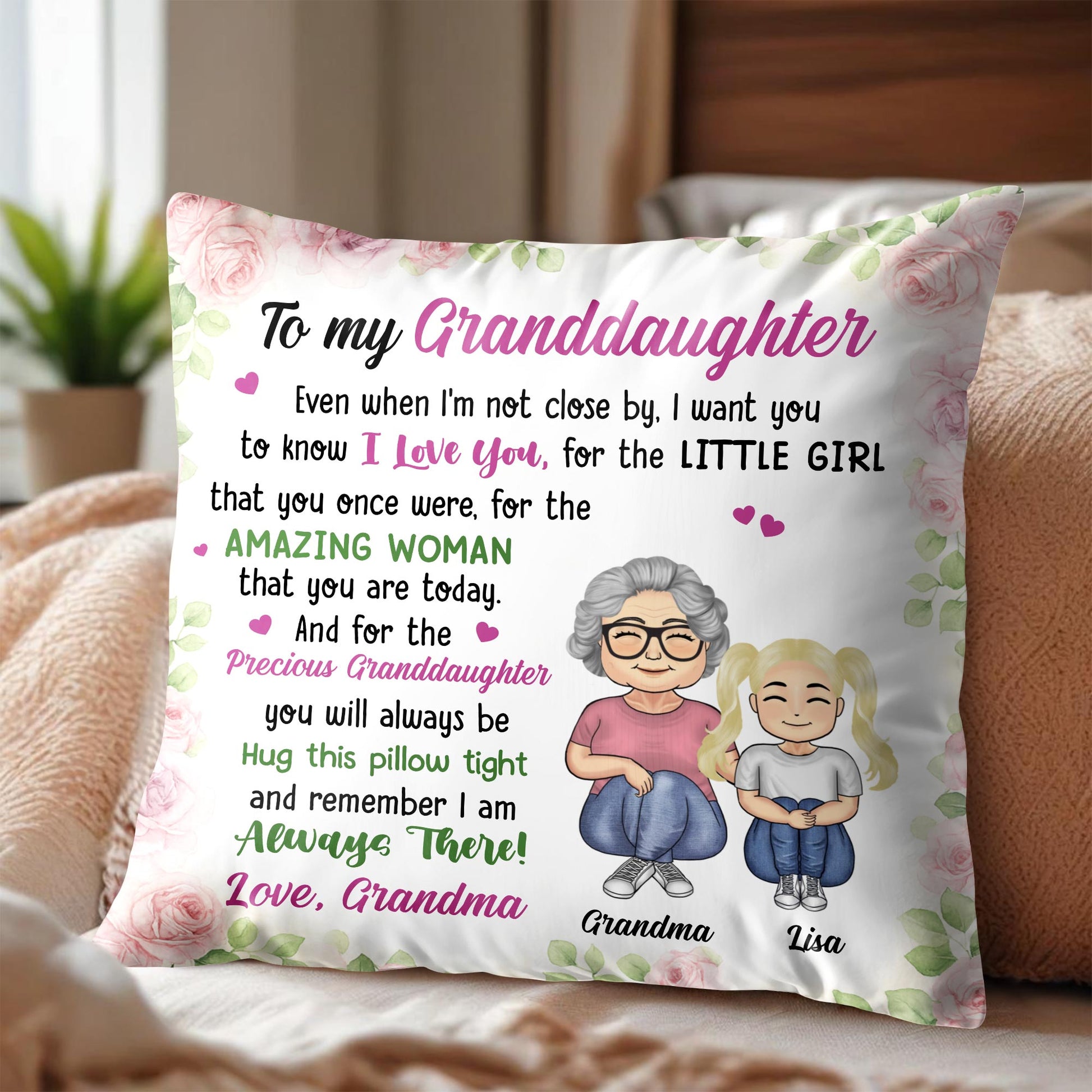 To My Granddaughter, Remember I Am Always There, Flowers, Cartoon Characters