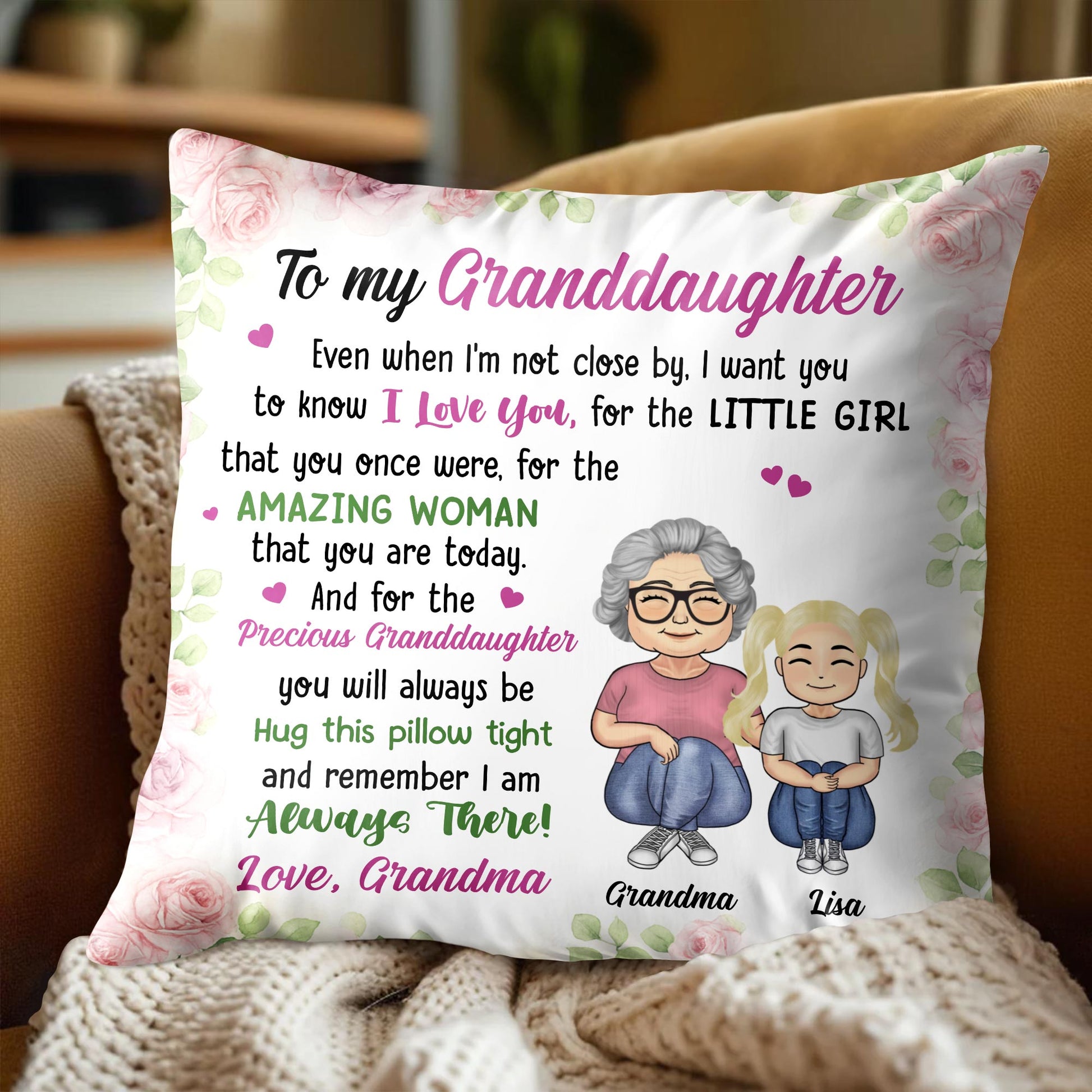 To My Granddaughter, Remember I Am Always There, Flowers, Cartoon Characters