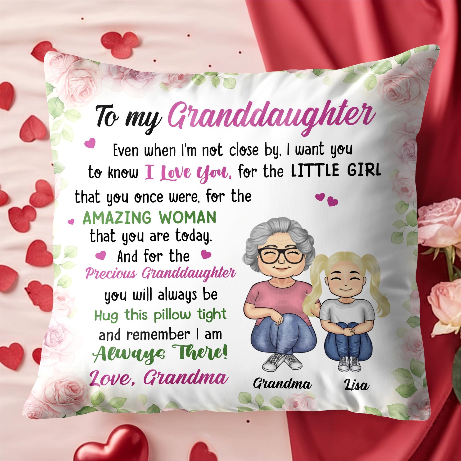 To My Granddaughter, Remember I Am Always There, Flowers, Cartoon Characters
