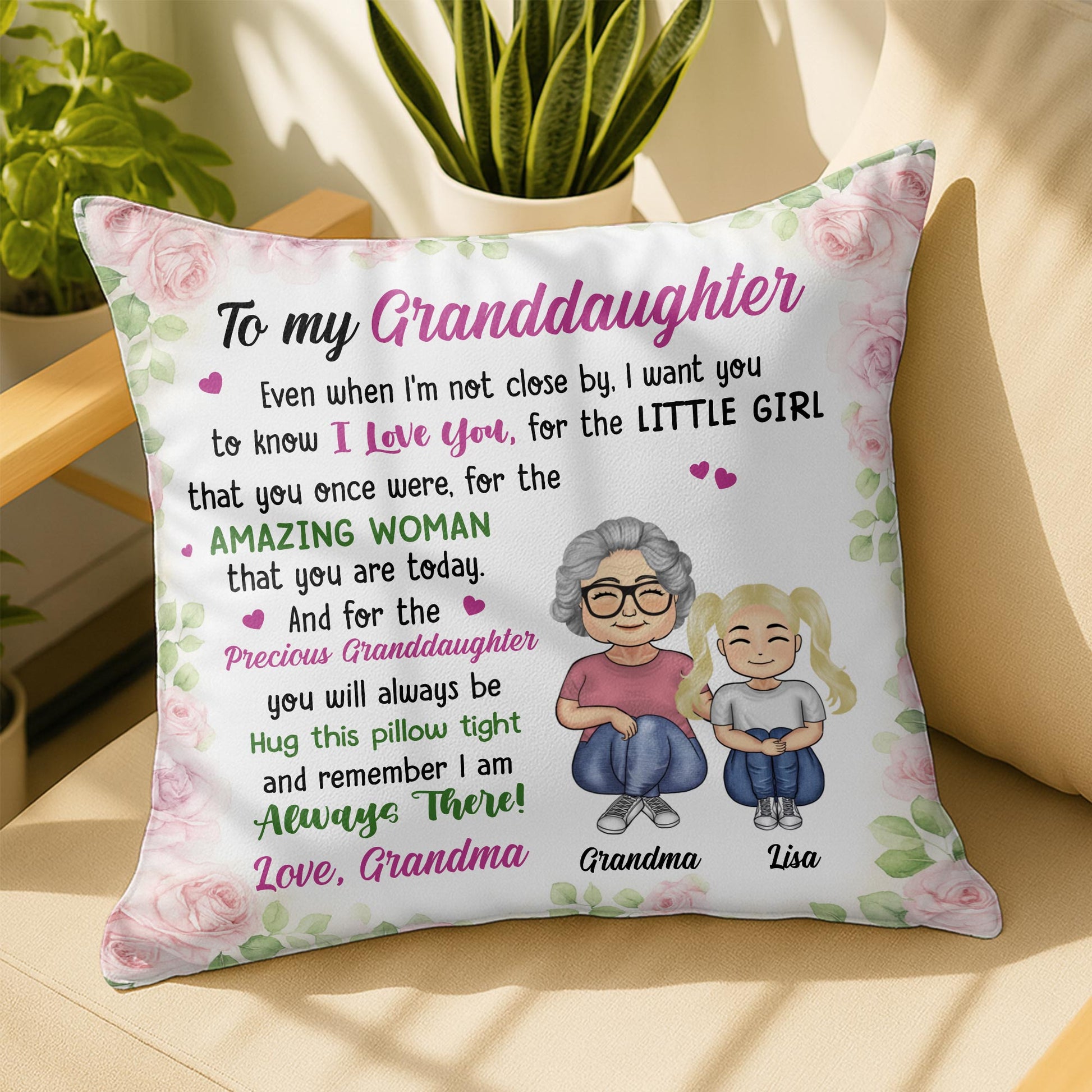 To My Granddaughter, Remember I Am Always There, Flowers, Cartoon Characters