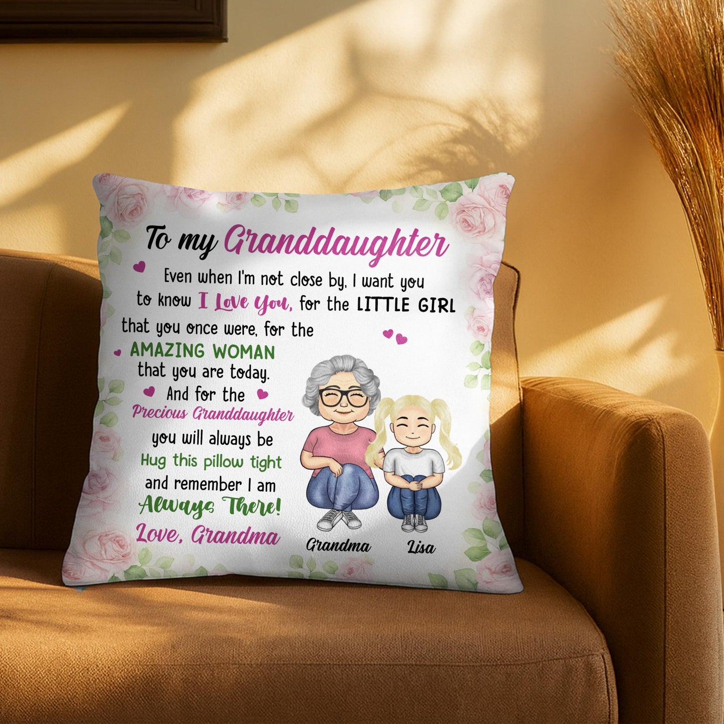 To My Granddaughter, Remember I Am Always There, Flowers, Cartoon Characters