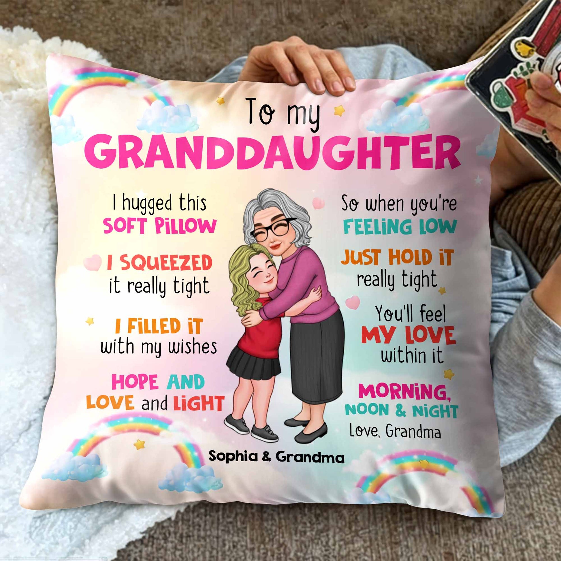 To My Granddaughter Feel My Love Pillow